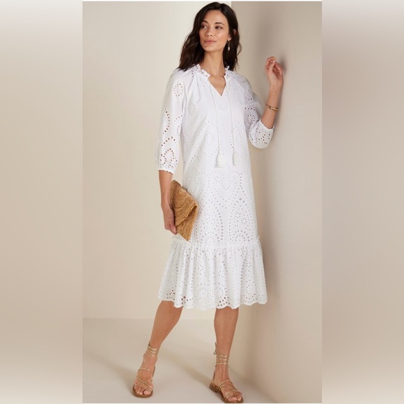 Soft Surroundings City Of Gardens Dress Eyelet White large woman never worn - Picture 1 of 6